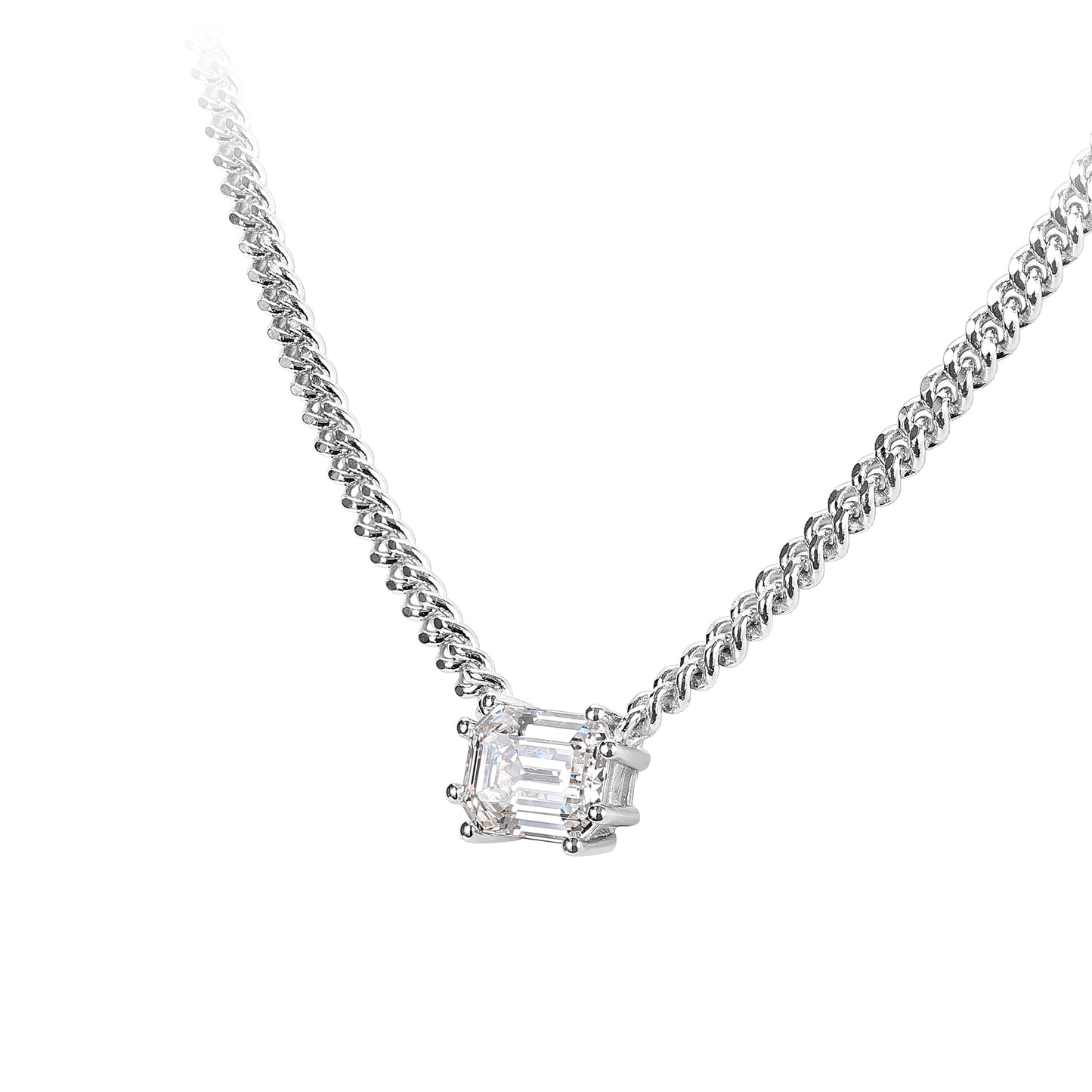 Promotion Minimalist collection：Emerald-cut Modern Curb link chain necklace (Unisex)