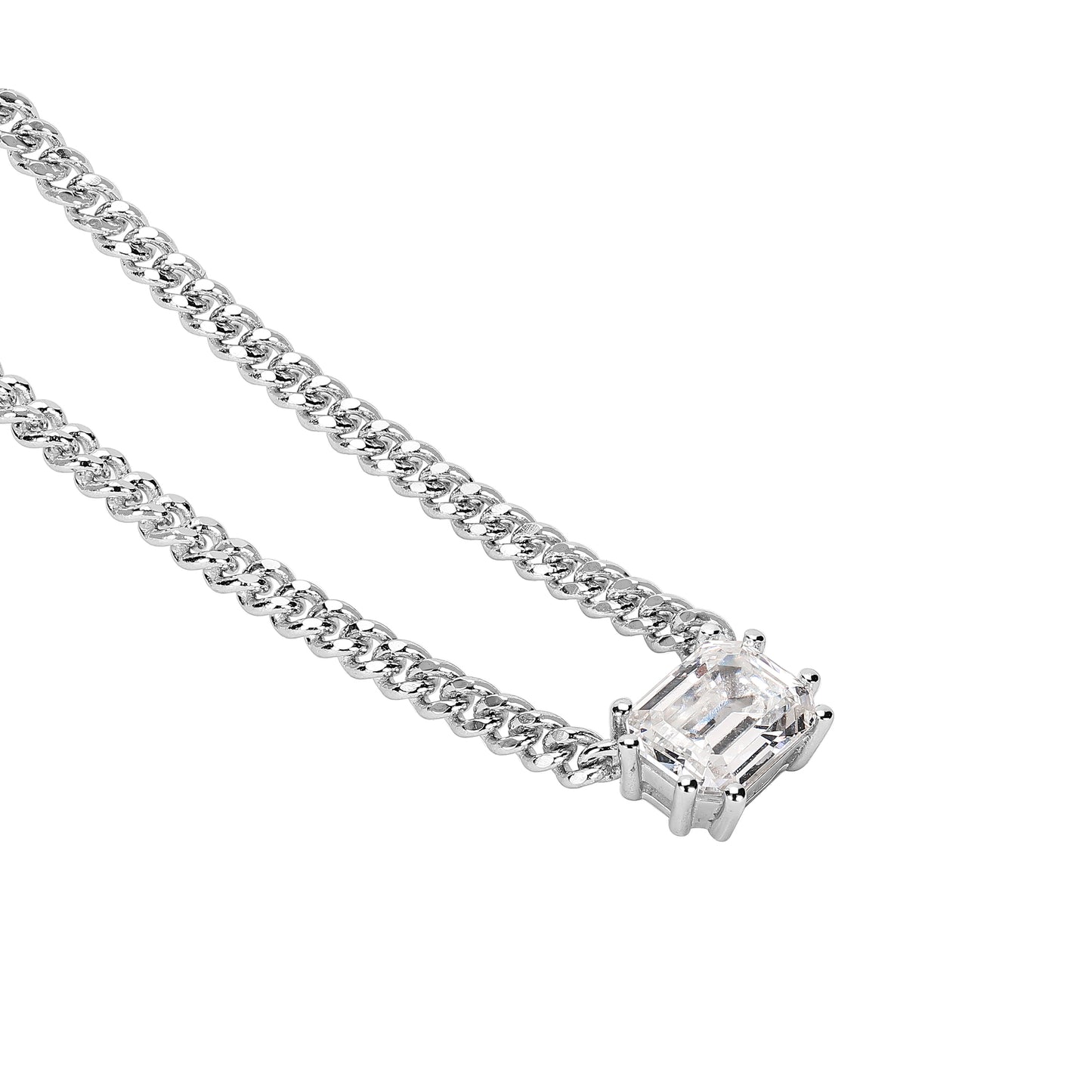 Promotion Minimalist collection：Emerald-cut Modern Curb link chain necklace (Unisex)