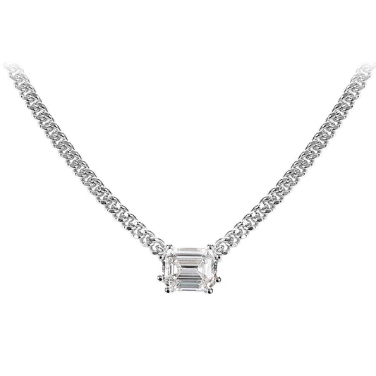 Promotion Minimalist collection：Emerald-cut Modern Curb link chain necklace (Unisex)