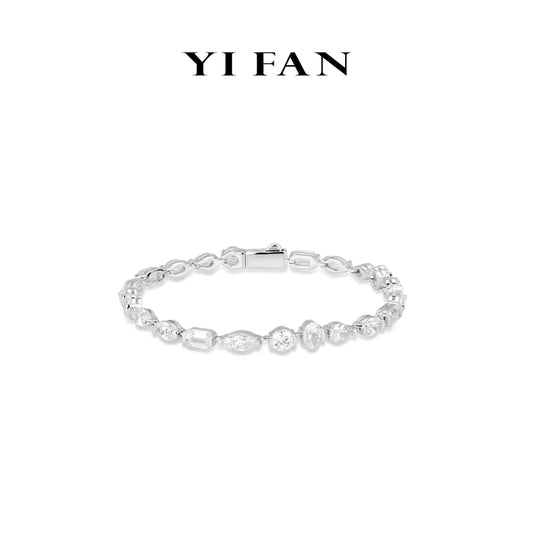 Minimalist collection: Modern"Brilliant Marquise-Round-Oval-Tear-Emerald Cuts" detailed Tennis Bracelet