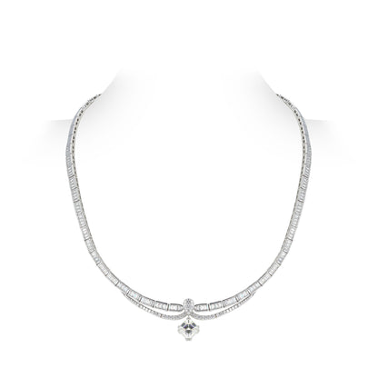 Promotion design for Christmas: "White Christmas" Asscher cut Luxury detailed necklace