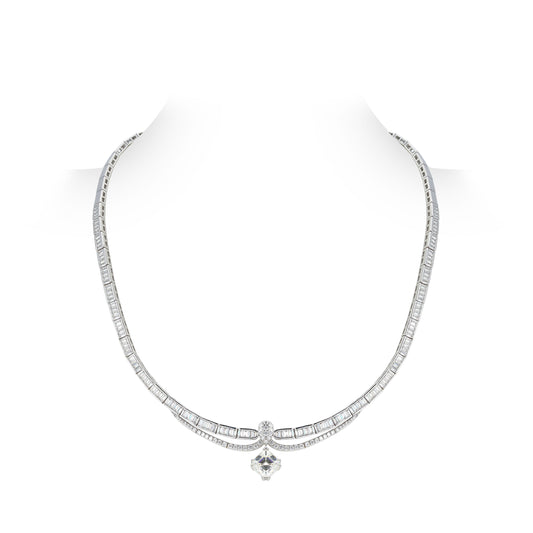 Promotion design for Christmas: "White Christmas" Asscher cut Luxury detailed necklace