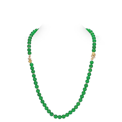"Treasure beads" Long Gold&Green Beaded detailed retro Long necklace