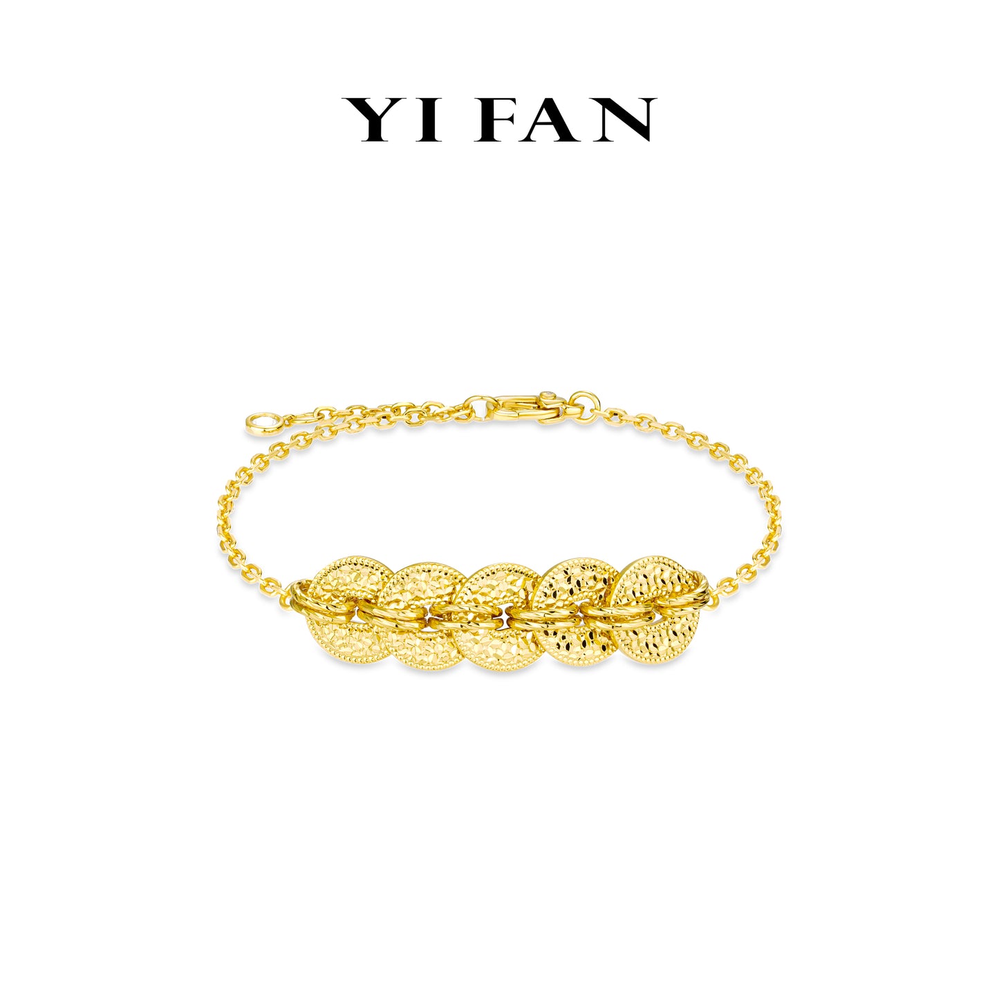 Golden time collection: Modern "Five Emperors' Golden-coins" unique Bracelet (with extension)