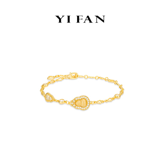 Golden time collection: Modern "Brushed 3D Treasure Hulu/Gourd" unique Bracelet (Adjustable with extension)