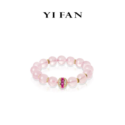 High Jewelry collection: Luxury "Rose Golden Sakura Blushing" unique elastic Beads Bracelet