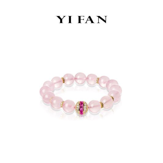 High Jewelry collection: Luxury "Rose Golden Sakura Blushing" unique elastic Beads Bracelet