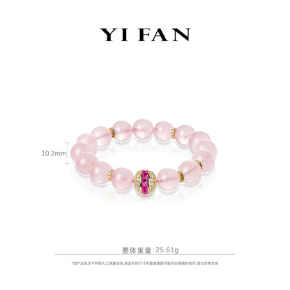 High Jewelry collection: Luxury "Rose Golden Sakura Blushing" unique elastic Beads Bracelet