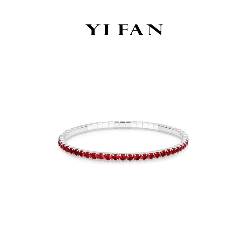 Elastic Silver Grace Collection：Modern “Brilliant Ancora Red” detailed Elastic Bracelet