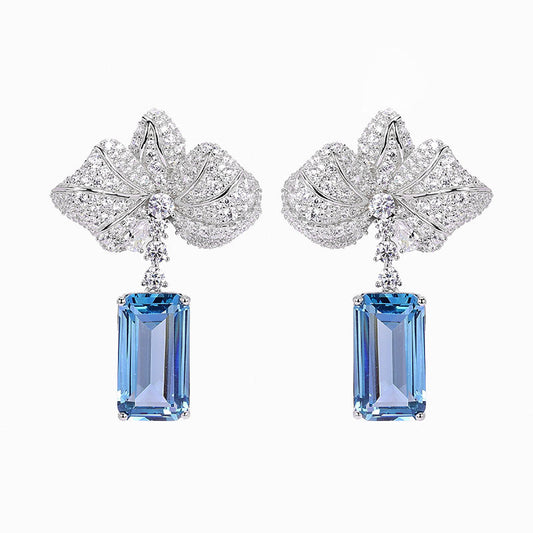 Pre-order: Modern sea blue 3 petals luxury earrings