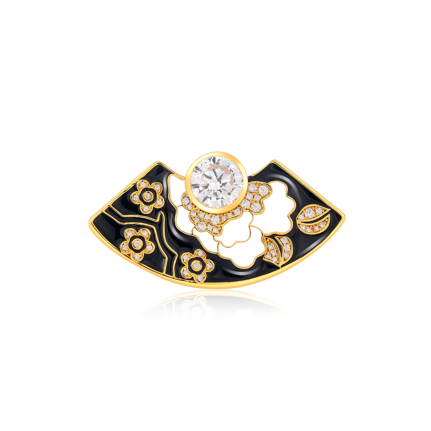 Handmade fashionable and versatile palace style hot-enamel fan Ring