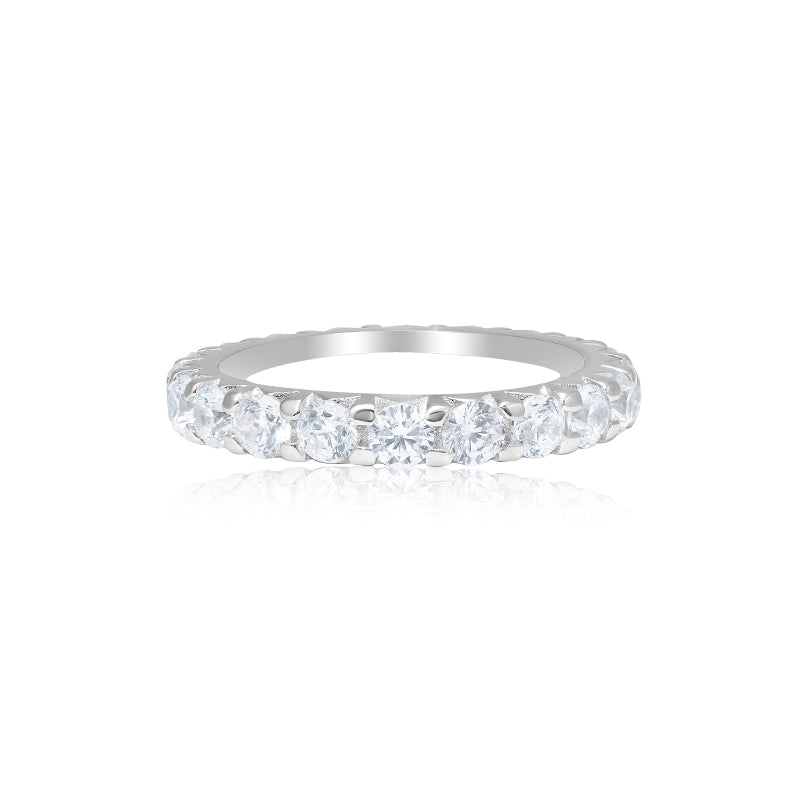 Promotion design Wedding collection: Micro-setting lab created stones eternity band ring, sterling silver