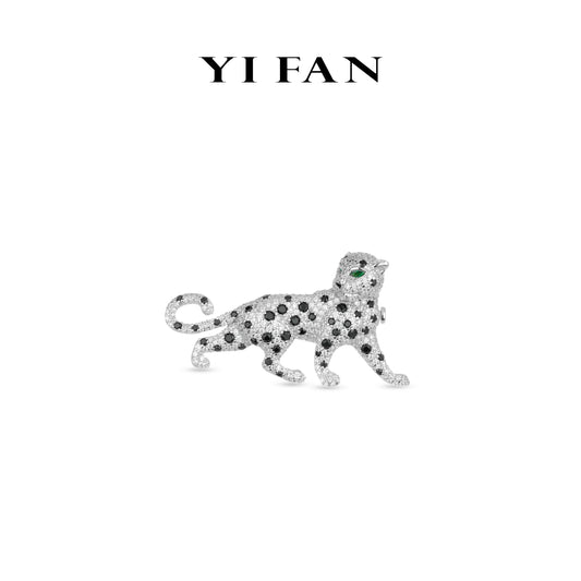 Animal collection: Modern “Black & White Leopard” detailed Brooch