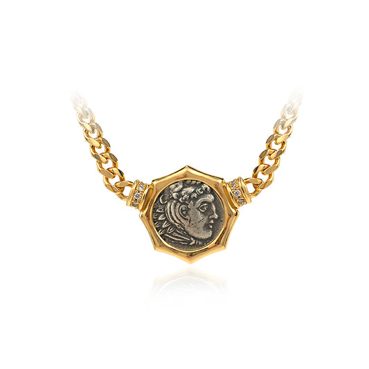 Handmade imitation antique coin Hercules necklace