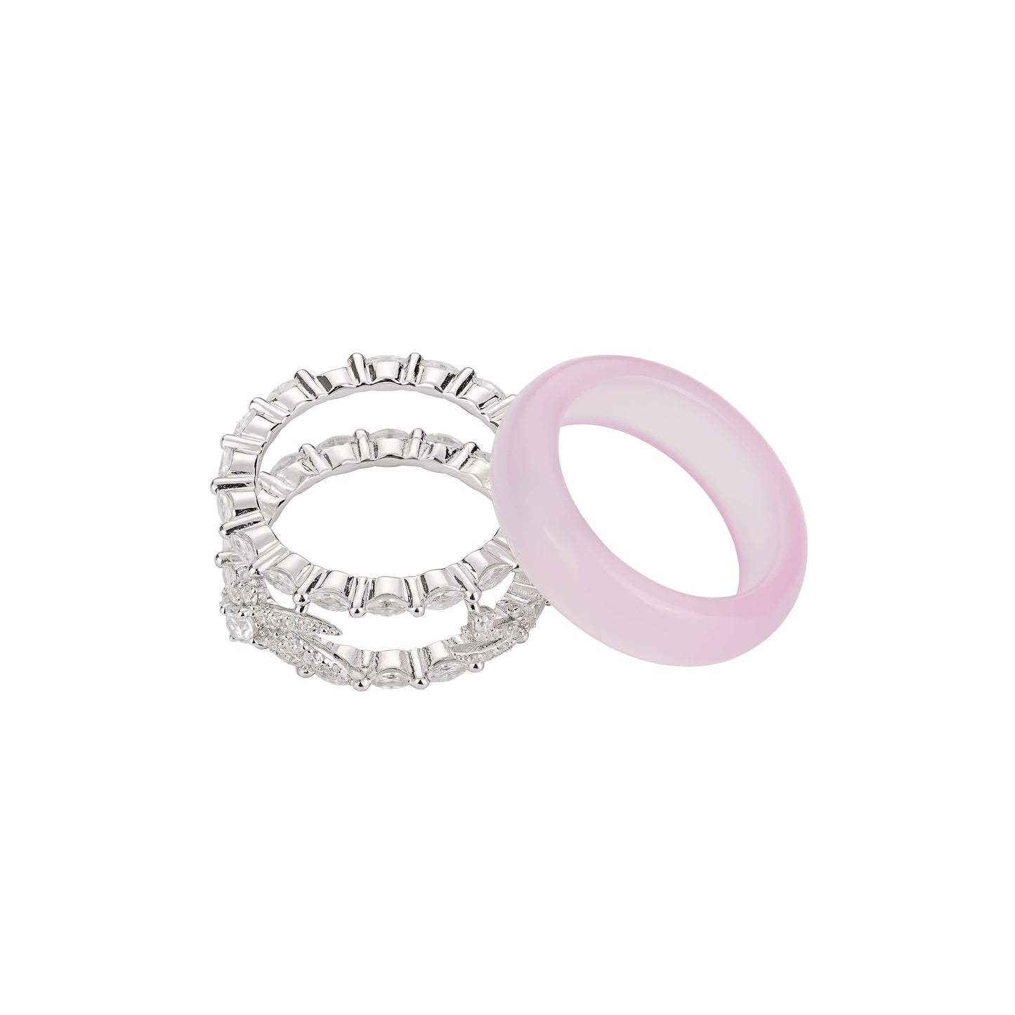 Innovative 2-in-1 Pinkish purple chalcedony "Donut" ring with unique guard