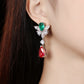 Micro-setting Jedi spinel and emerald color Lab created stones Romantic Drop earrings, sterling silver