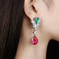 Micro-setting Jedi spinel and emerald color Lab created stones Romantic Drop earrings, sterling silver