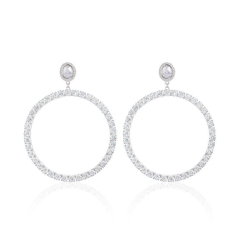 Wedding collection: exquisite white Pigeon egg XXL round earrings