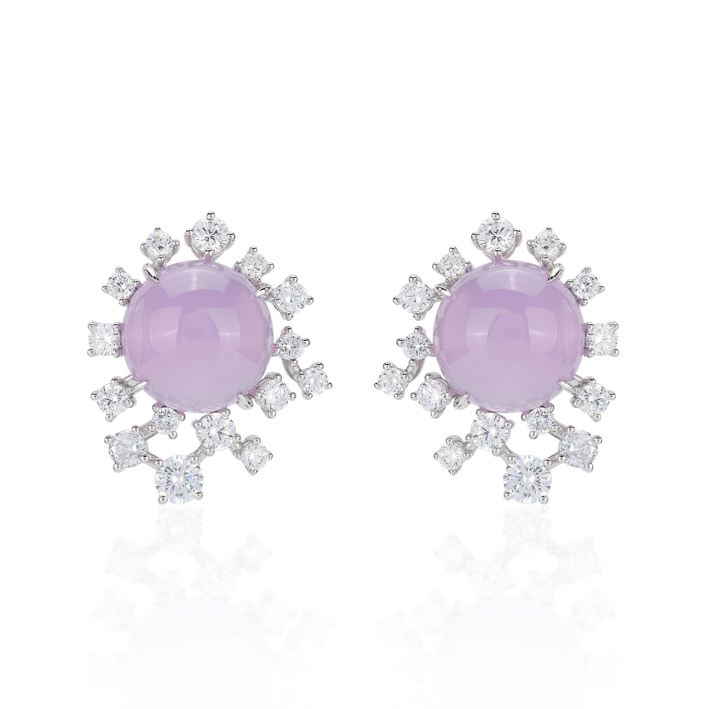 Icy Pinkish purple chalcedony "Easter Egg" modern earrings