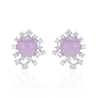 Icy Pinkish purple chalcedony "Easter Egg" modern earrings