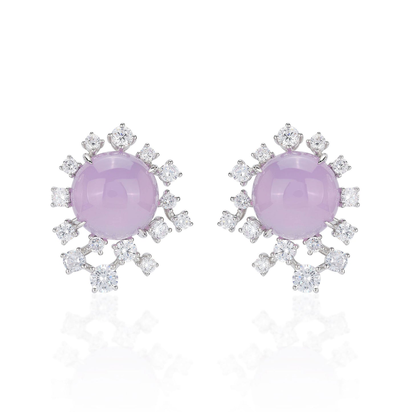 Icy Pinkish purple chalcedony "Easter Egg" modern earrings