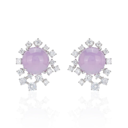 Icy Pinkish purple chalcedony "Easter Egg" modern earrings