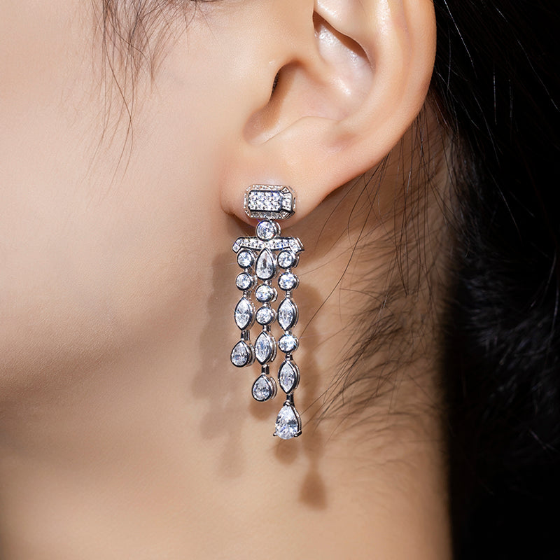 Wedding collection: Luxury "Perfume Bottle" Tassel AB style earrings