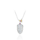 Icy chalcedony carved White Leaf detailed butterfly pendant