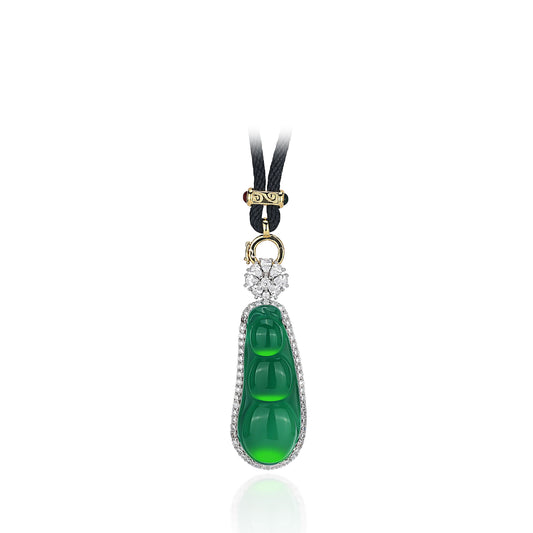 Elegant Green chalcedony Pea & Flower pendant