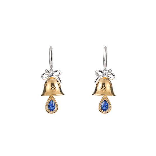 Christmas Blue Waterdrop Bell Earrings
