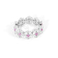 Wedding collection: Micro-setting pink and clear diamond color Lab created stones eternity band ring, sterling silver