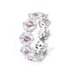 Wedding collection: Micro-setting pink and clear diamond color Lab created stones eternity band ring, sterling silver