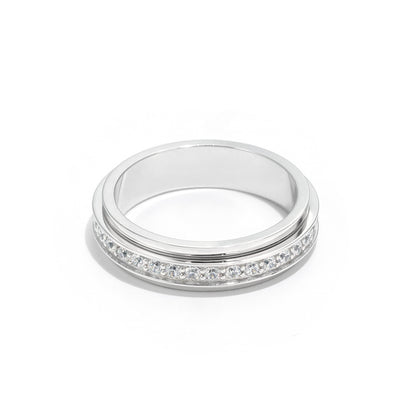 Wedding collection: Fidget Spinner full stone ring, sterling silver