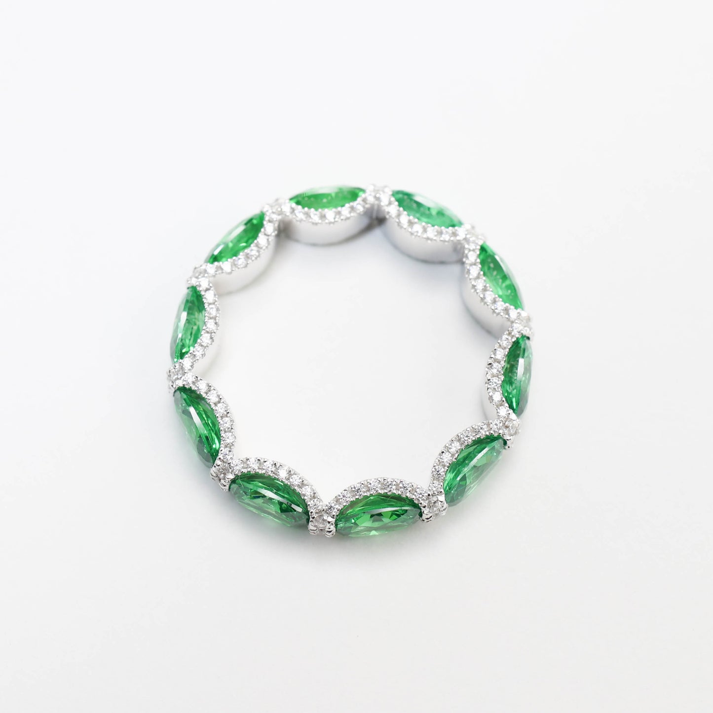 Emerald color collection: Modern "Green Pebbles" eternity Ring band