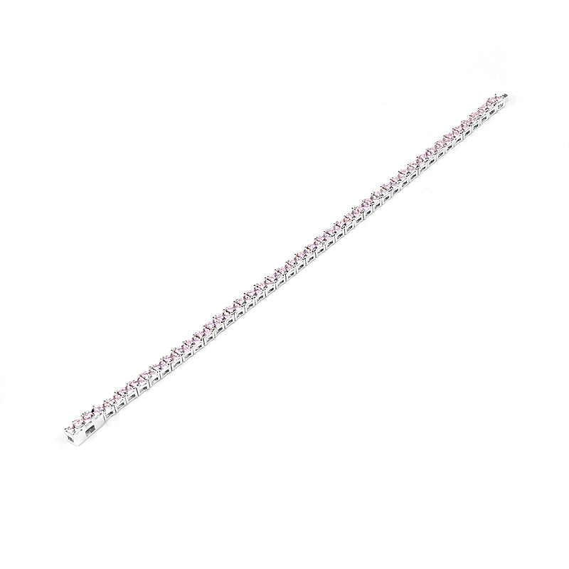 Promotional design The pink princess-cut Tennis Bracelet, sterling silver