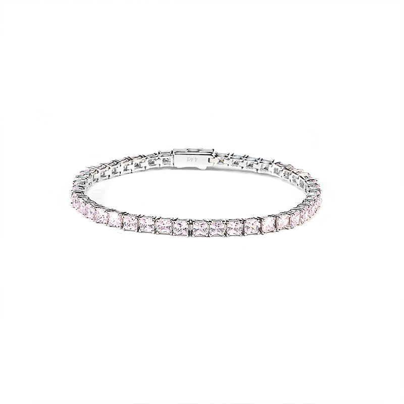 Promotional design The pink princess-cut Tennis Bracelet, sterling silver