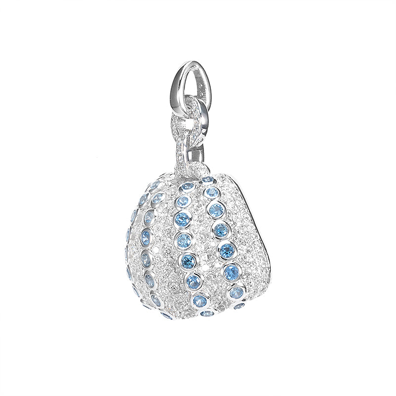 The nature collection:  Blue detailed pumpkin pendant, sterling silver.