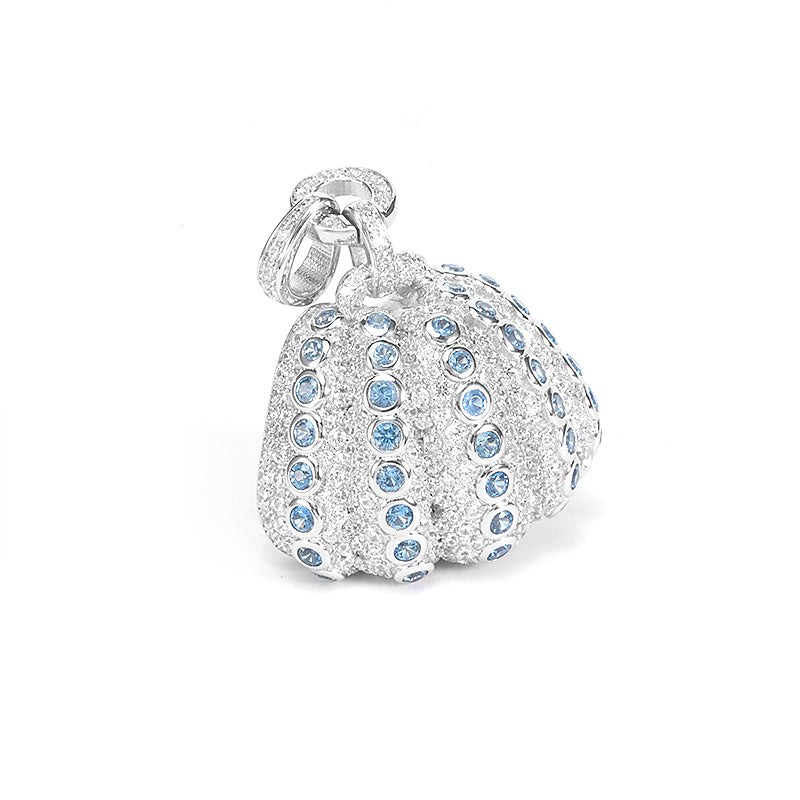 The nature collection:  Blue detailed pumpkin pendant, sterling silver.