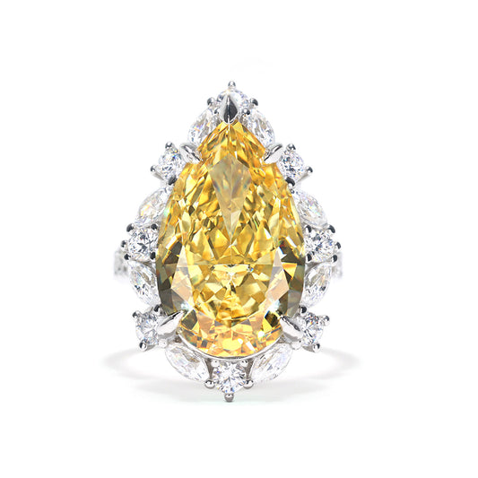 Fancy Yellow collection: Icy cut "Magnificent Pear-cut" detailed Ring (20 carat)