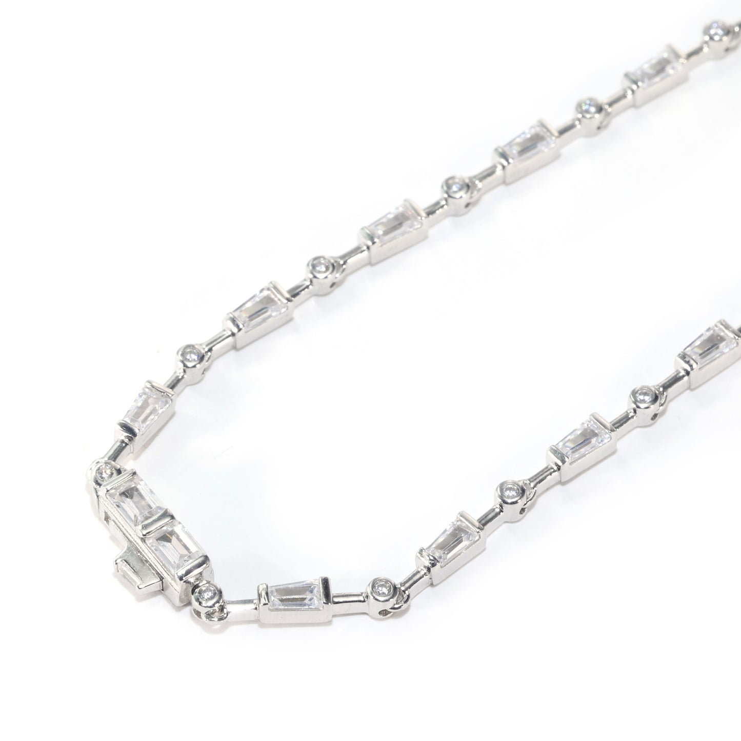 Emerald-cut collection: Modern "Ice Cubes" exquisite Y shape unique Tennis-chain Necklace.