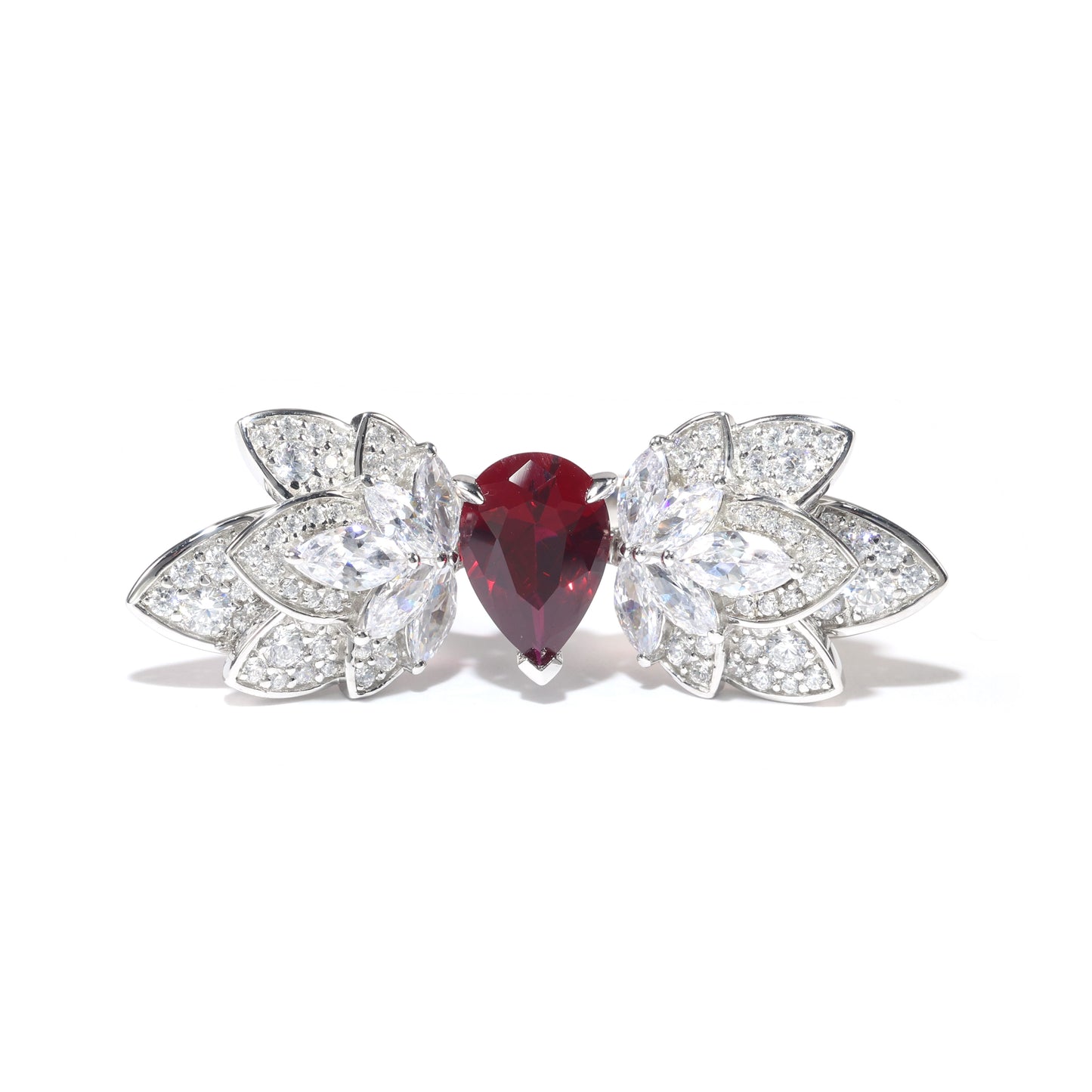 Ruby color collection: "Pigeon blood Drop Angel's wing" detailed Ring