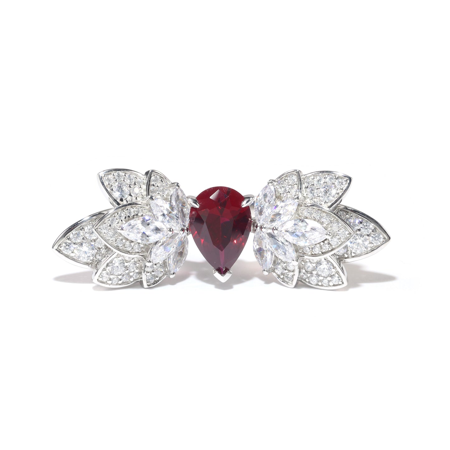 Ruby color collection: "Pigeon blood Drop Angel's wing" detailed Ring