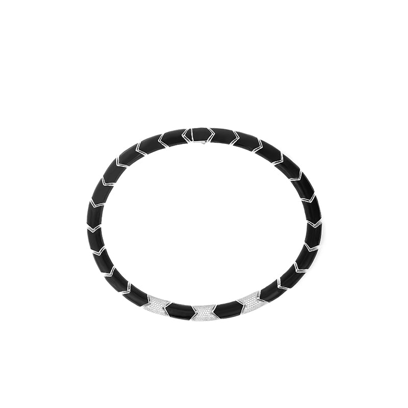 Retro collection: Architectural Art Style black onyx necklace