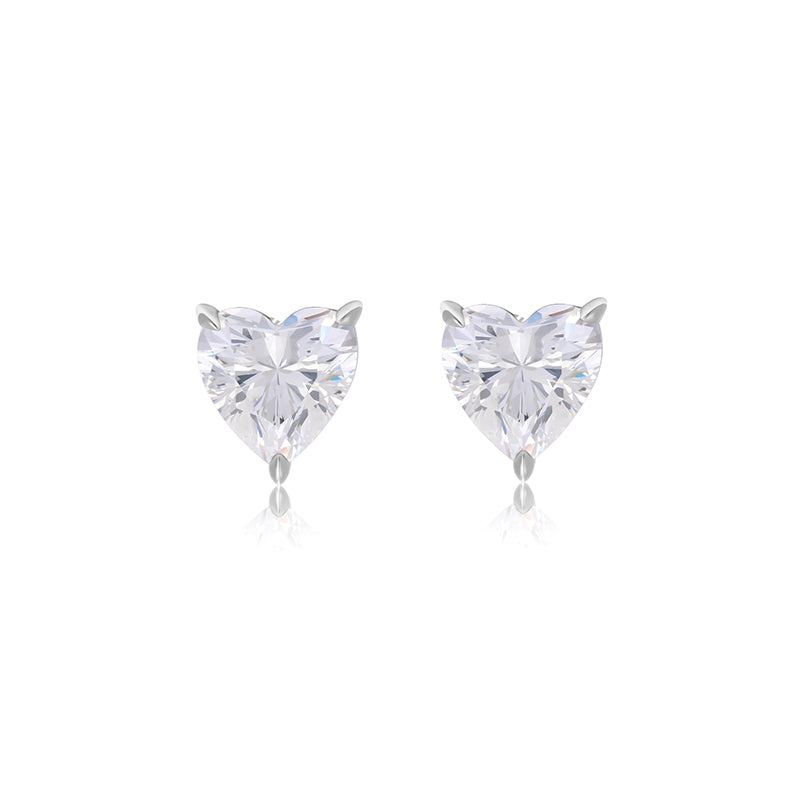 Wedding collection: Clear diamond color Lucky hearts Ear studs