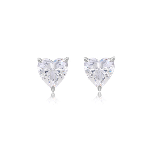 Wedding collection: Clear diamond color Lucky hearts Ear studs