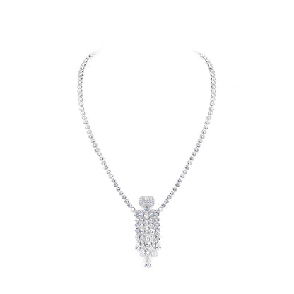 Wedding collection: Luxury "Perfume Bottle" Tassel Tennis necklace