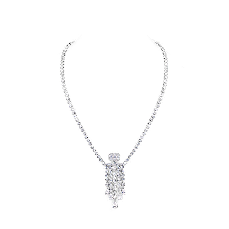 Wedding collection: Luxury "Perfume Bottle" Tassel Tennis necklace