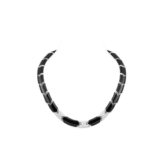 Retro collection: Architectural Art Style black onyx necklace