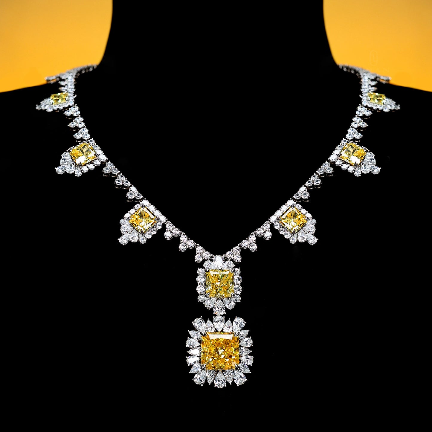 High Jewelry collection: Luxury "Yellow Icy Cubes" Red carpet jewelry Necklace