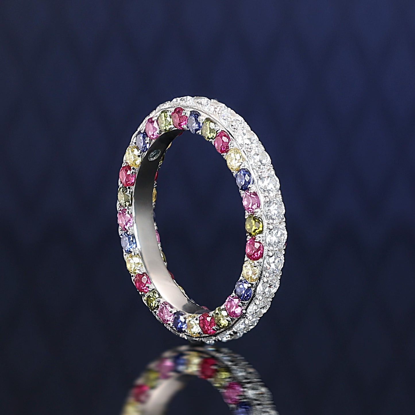 Rainbow collection: Modern "Colorful auspicious clouds" eternity band Ring (Unisex)